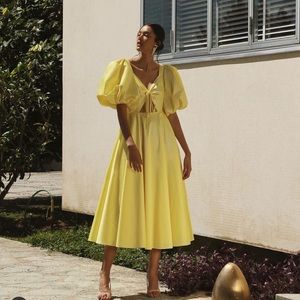 NWT No Pise La Grama bright yellow dress